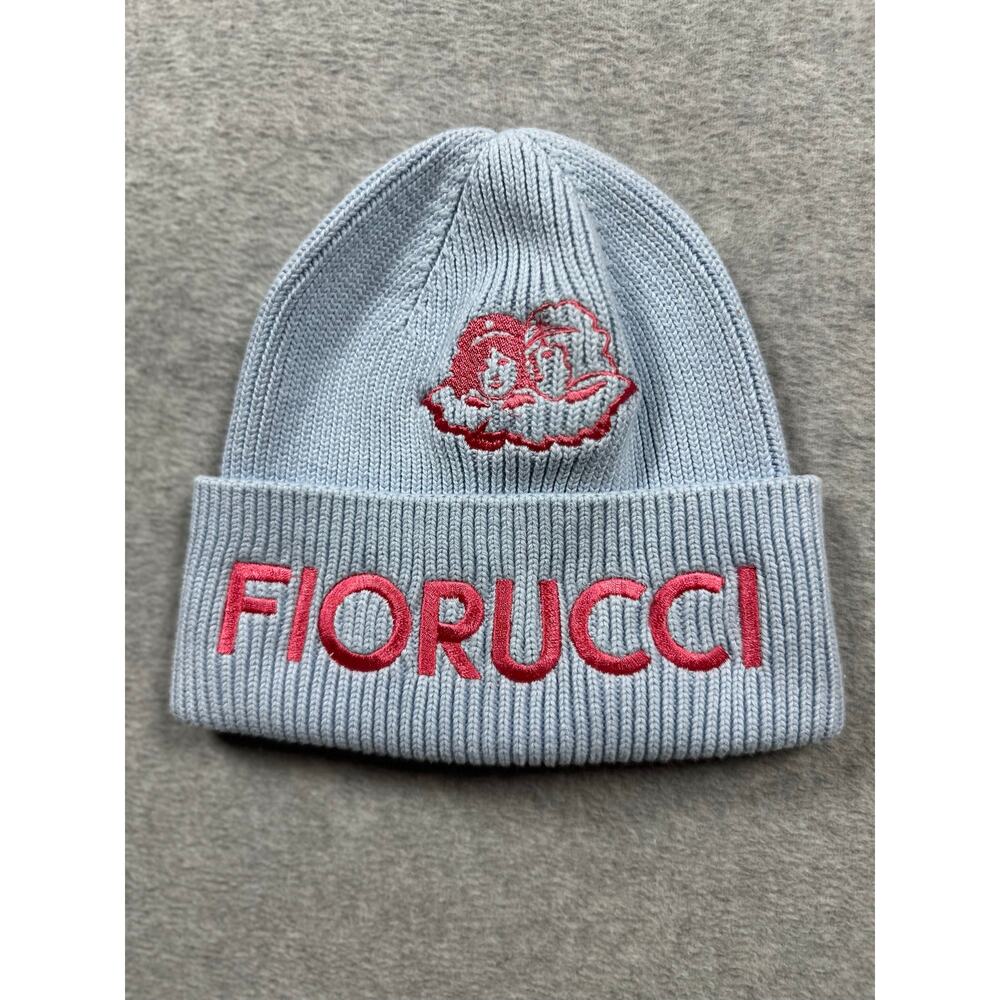 FIORUCCI Milan Angels Beanie Hat Women's Blue Cotton Milano Logo Embroidered - Picture 2 of 6